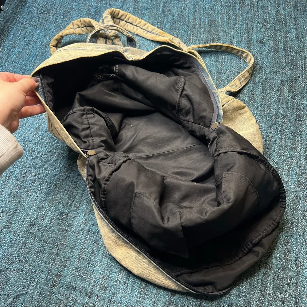 UO Deena & Ozzy Acid Washed Denim Distressed Backpack Retro 90s Style Vintage